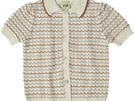 FUB Ecru Pointelle Polo Cardigan Cheap