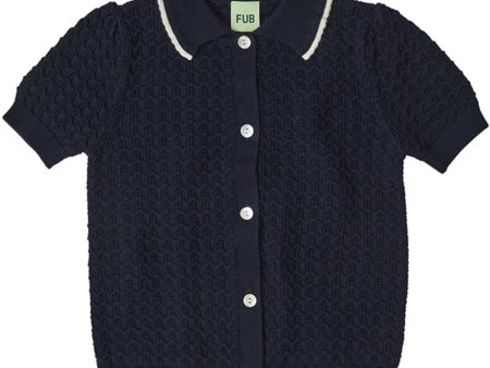 FUB Dark Navy Pointelle Polo Cardigan Supply