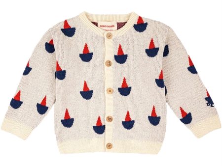 Bobo Choses Beige Sail Boat All Over Cardigan on Sale