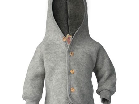 Engel Hooded Cardigan m. Treknapper Grey Mélange For Cheap