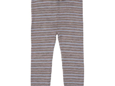 Copenhagen Colors Natural Mel Dusty Blue Comb Merino Classic Rib Leggings m. Lisser Supply