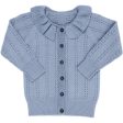 Copenhagen Colors Dusty Blue Merino Cardigan M. Halsbånd Hot on Sale