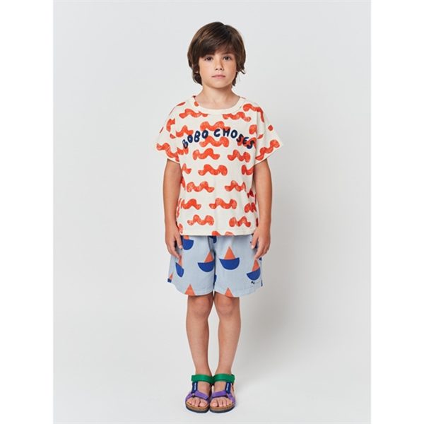 Bobo Choses Light Blue Sail Boat All Over Shorts on Sale