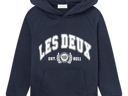 Les Deux Kids Dark Navy Light Ivory University Hoodie Online