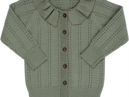 Copenhagen Colors Sage Green Merino Pattern Cardigan m. Halsbånd on Sale