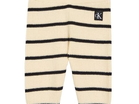 Calvin Klein Striped Cardigan Strikk Sett Black  Vanilla Stripe Online Sale