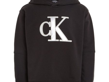 Calvin Klein Metallic Satin Monogram Hoodie Ck Black For Discount